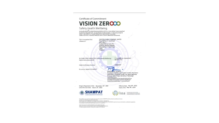 Certificate of Commitment VISION ZERO